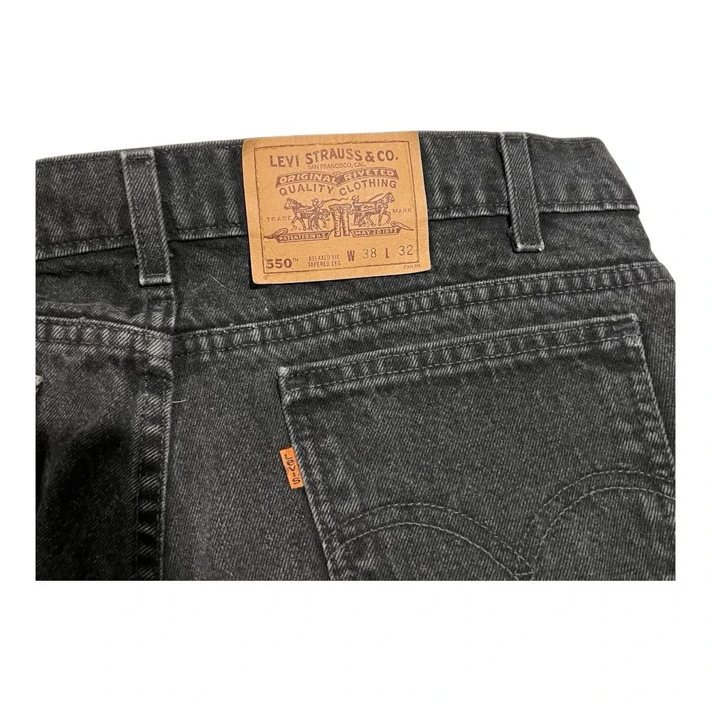 Vintage Levi's 550 Jeans Men's W38 L32‎ Black Grunge Orange Tab Made In USA